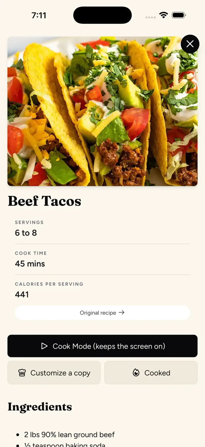 The Jamaican Jerk Chicken recipe in Pinch of This: photo, 6 servings, 2 hrs 50 mins, 110 calories per serving, the Original recipe link, Start cooking, Customize a copy and Cooked buttons, the ingredient list, and the per-serving nutrition block further down